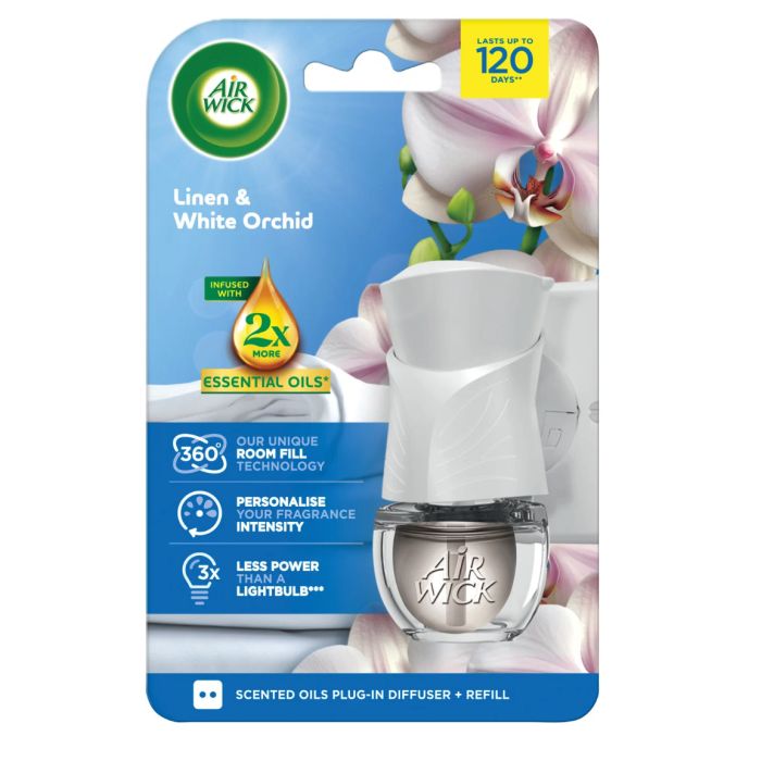 Air Wick Electric komplet Bielizeň a biela orchidea 19ml