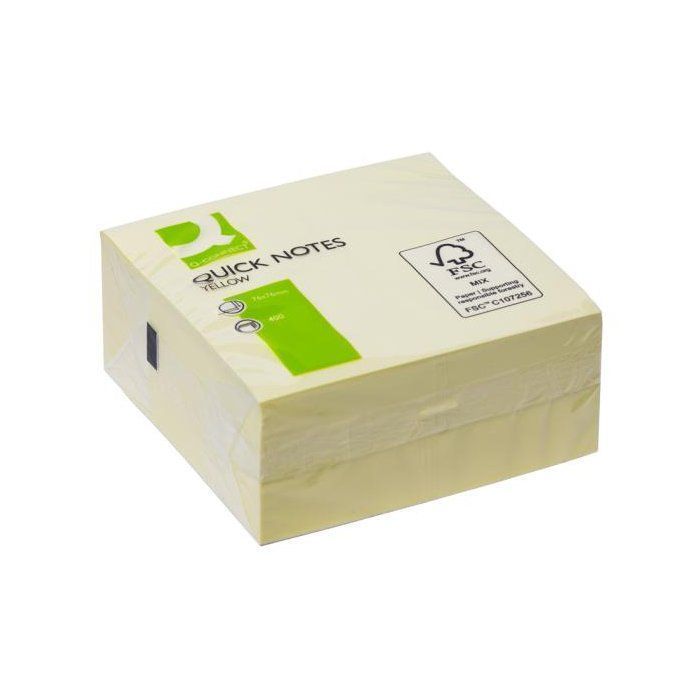 Bloček kocka Q-CONNECT, 76x76 mm, 400 l, žltá