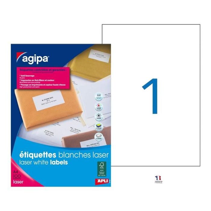 Etikety laser 210x297mm Agipa A4 100 hárkov 