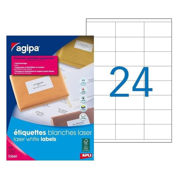 Etikety laser 70x35mm Agipa A4 100 hárkov 