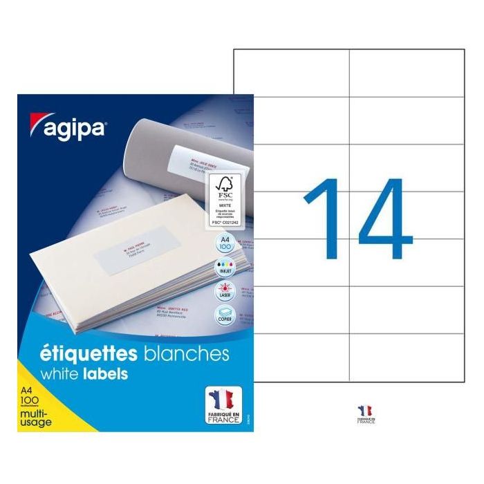 Etikety univerzálne 105x42,4mm Express Agipa A4 100 hárkov 