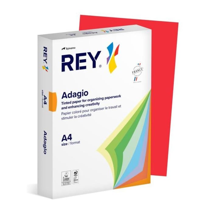 Farebný papier REY ADAGIO 22 intenzívny červený 80g 