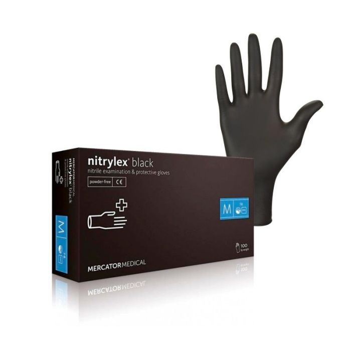 Nitrylex (Nitril)profesionálne čierne jednorazové rukavice - L