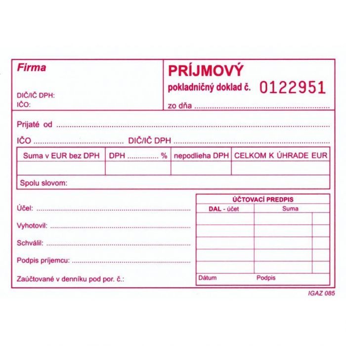 Príjmový pokladničn doklad s DPH, A6