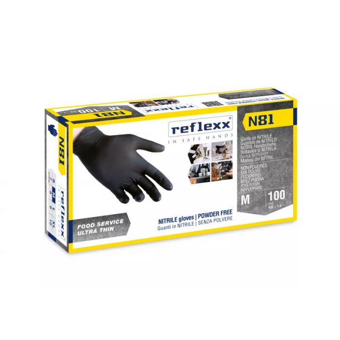 Rukavice nitrilové, REFLEXX N81, čierne - M