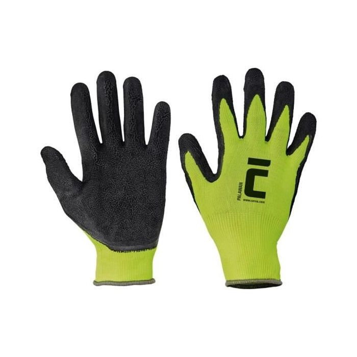 Rukavice nylonové, latexové PALAWAN, čierno/zelené, veľ. 10/XL 