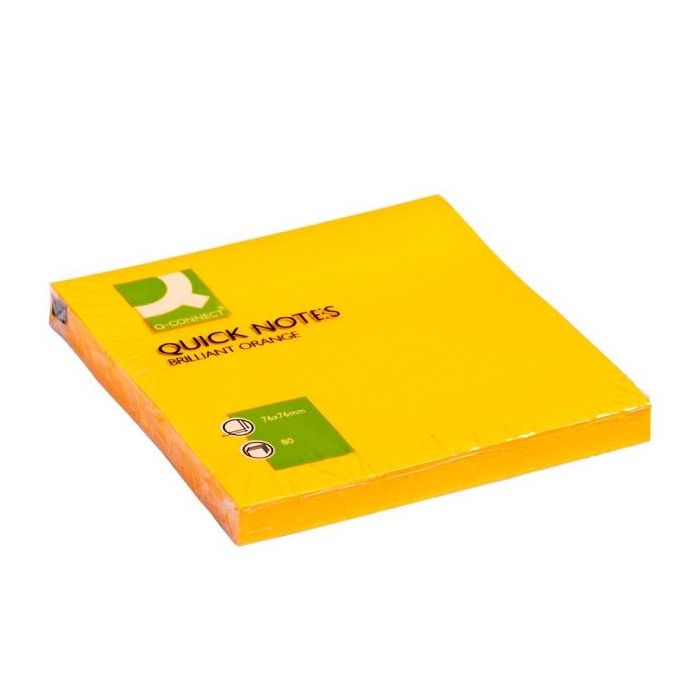 Samolepiaci bloček Q-CONNECT neónové 76x76mm oranžové 