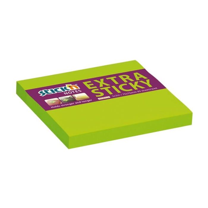 Samolepiaci bloček Stick’n Hopax, 76x76 mm, neónovo zelený 