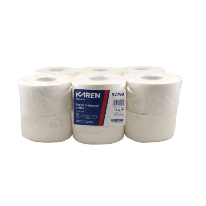 Toaletný papier Karen jumbo Ø 19 CM,2 vrst., 100M,12ks