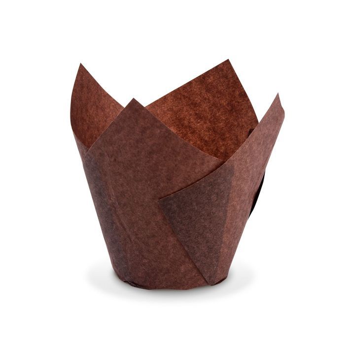 Tulipánový cukrárenský košíček, hnedý, Ø50 x 85 mm