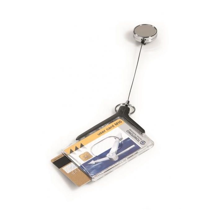 Visačka na 2 plastové karty s kotúčom DURABLE DE LUXE DUO PRO 85x54mm 10ks 